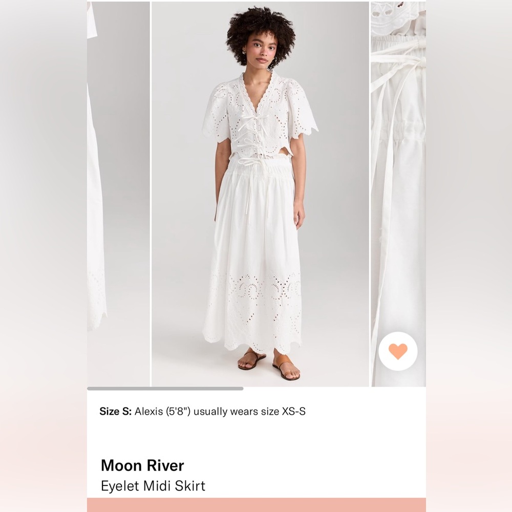 Moon River Eyelet Midi Skirt. NEW WITH TAGS. Size XS